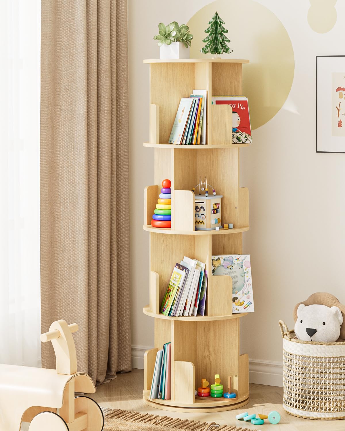 Amazon.com: Masupu Rotating Bookshelf, Tall 4 Tier Rotating